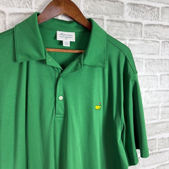 The Masters Performance Classic Green All Polyester Golf Polo Mens XL Stretch - Picture 1 of 6